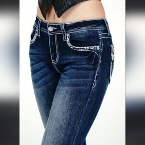 Twenty One Black Thick Stitch Faded Boot Cut Jeans